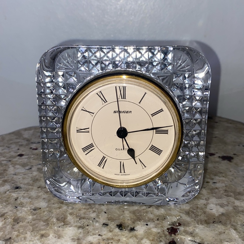 Staiger West Germany Gorgeous Crystal Desk Clock Made in France Unique & Classy